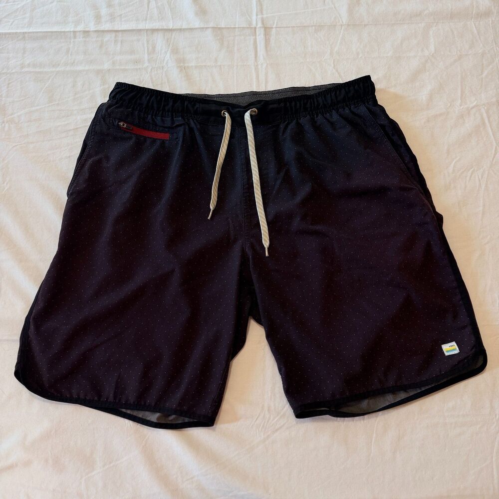 Vuori Men's Large Kore Short Black Micro Dot Polka Dot Athletic Shorts 8" Inseam